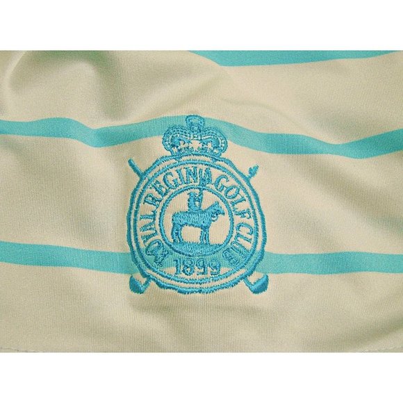 FootJoy FJ Mens Striped Golf Polo Shirt Royal Regina Golf Club White & Blue Sz L - Picture 9 of 10